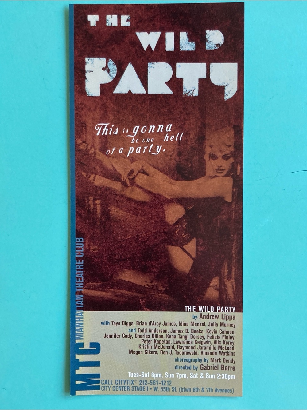 The Wild Party Flyer Taye Diggs Idina Menzel Brian d'Arcy James Off Broadway2000